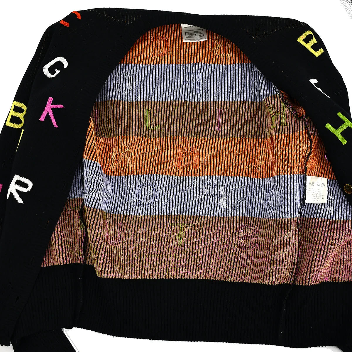 Chanel Alphabet Pattern Cardigan Black 01A #36