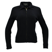 Chanel Zip Up Emblem Sweater Black #44