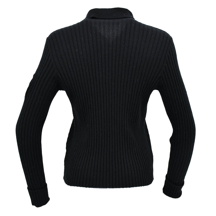 Chanel Zip Up Emblem Sweater Black #44