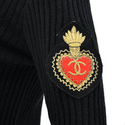 Chanel Zip Up Emblem Sweater Black #44