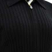 Chanel Zip Up Emblem Sweater Black #44