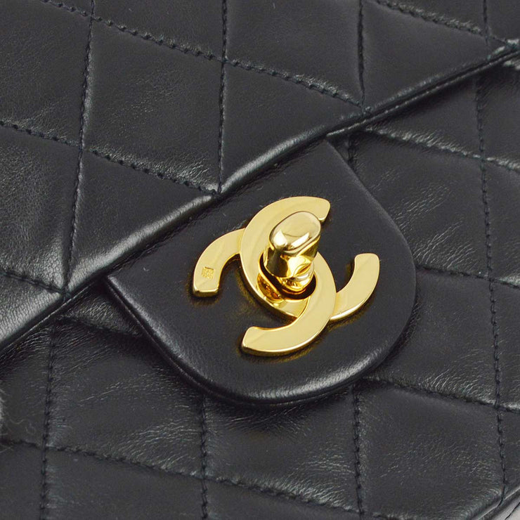 Chanel 1991-1994 Black Lambskin Mini Classic Square Flap Shoulder Bag 17