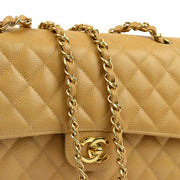 Chanel 2003-2004 Beige Caviar Medium Classic Double Flap Bag