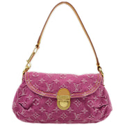 Louis Vuitton 2006 Pink Monogram Denim Mini Pleaty Handbag M95216