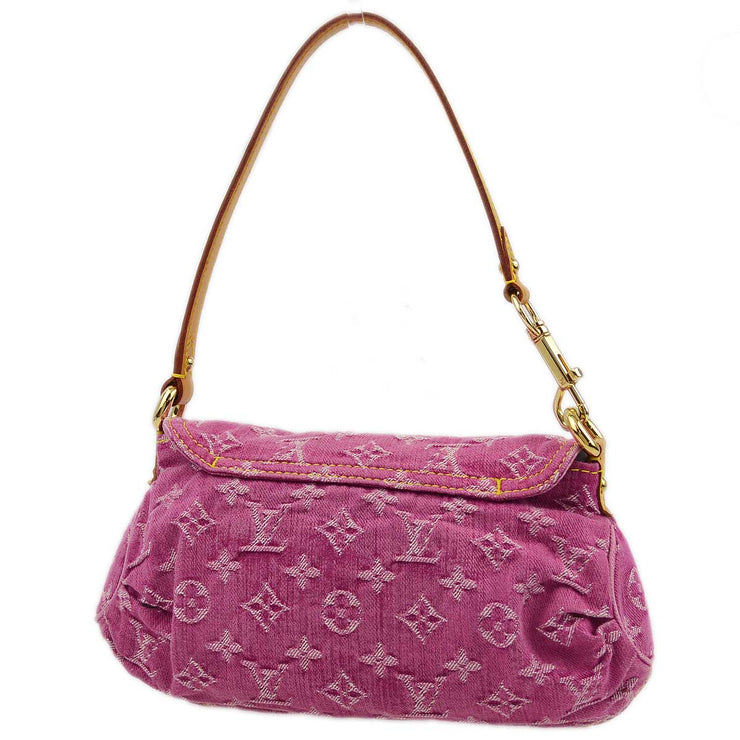 Louis Vuitton 2006 Pink Monogram Denim Mini Pleaty Handbag M95216