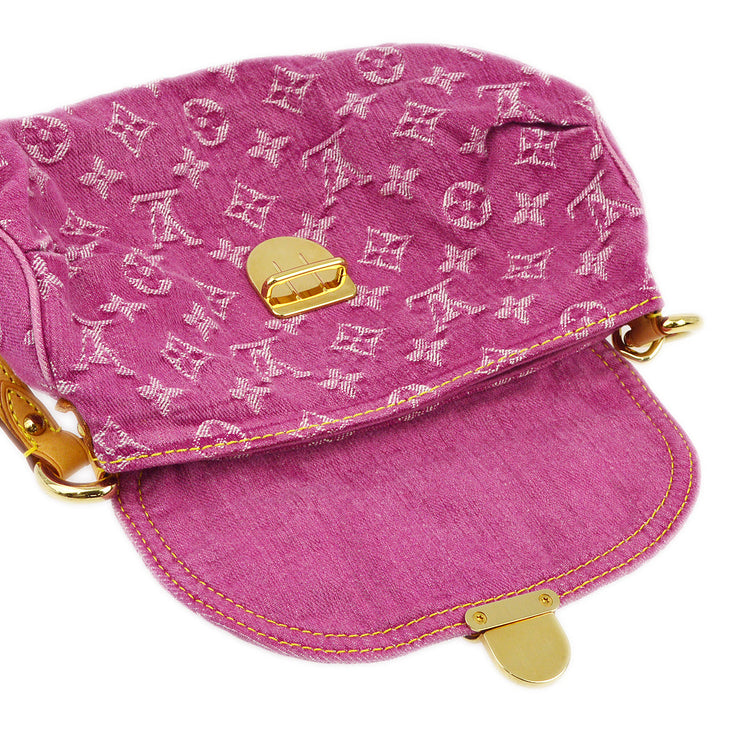 Louis Vuitton 2006 Pink Monogram Denim Mini Pleaty Handbag M95216