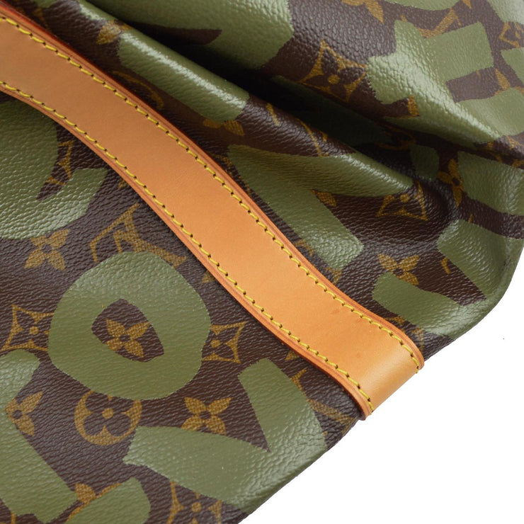 Louis Vuitton 2001 Khaki Monogram Graffiti Keepall 50 Duffle Bag M92196