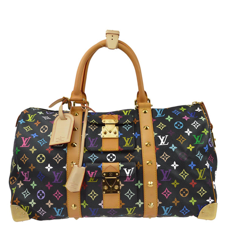 Louis Vuitton 2004 Black Monogram Multicolor Keepall 45 Duffle M92640