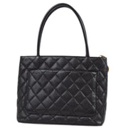 Chanel 2004-2005 Black Caviar Medallion Tote Handbag