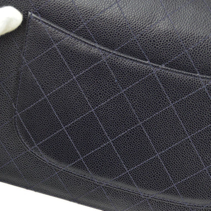 Chanel 1997-1999 Navy Caviar Single Flap Shoulder Bag