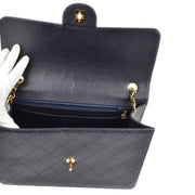 Chanel 1997-1999 Navy Caviar Single Flap Shoulder Bag