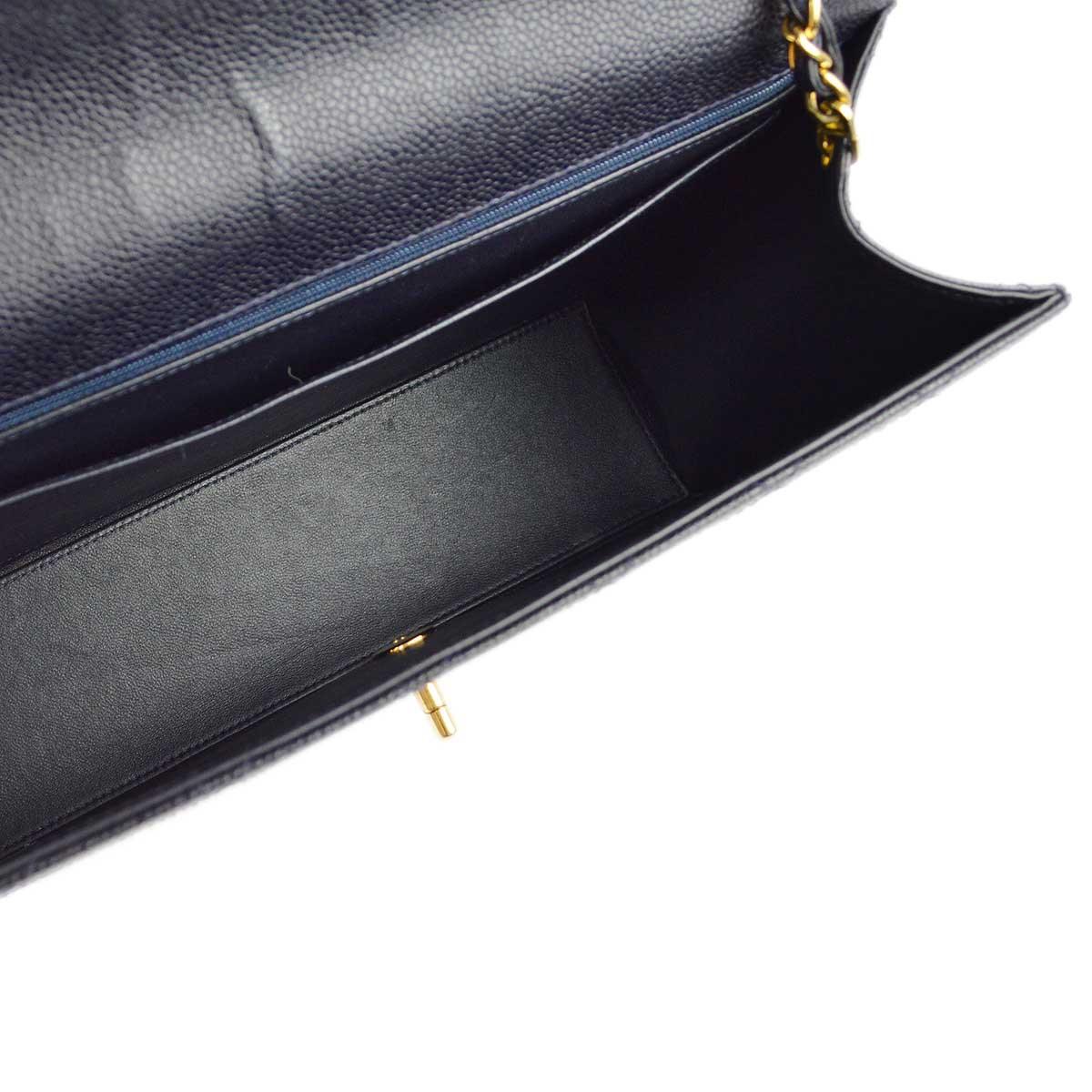 Chanel 1997-1999 Navy Caviar Single Flap Shoulder Bag