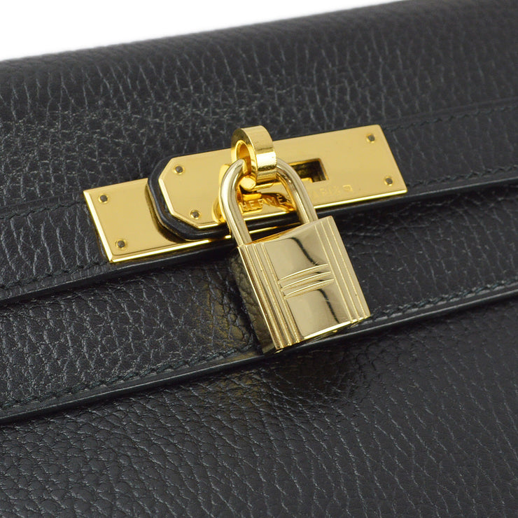 Hermes 1997 Black Ardennes Kelly 35 Retourne 2way Shoulder Handbag