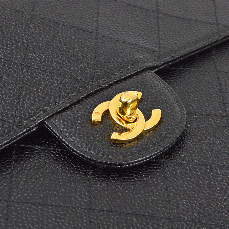 Chanel 1997-1999 Black Caviar Single Flap Shoulder Bag