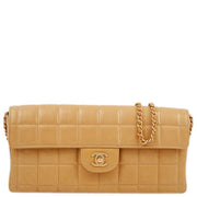 Chanel 2000-2001 Beige Lambskin East West Choco Bar Chain Shoulder Bag