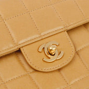 Chanel 2000-2001 Beige Lambskin East West Choco Bar Chain Shoulder Bag