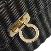 Salvatore Ferragamo Black Rattan Gancini Handbag