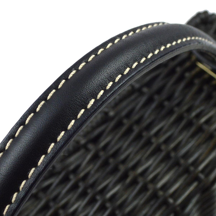 Salvatore Ferragamo Black Rattan Gancini Handbag