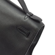 Hermes 2004 Black Evergrain Kelly Pochette Handbag