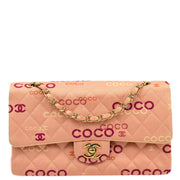 Chanel 2001-2003 Pink Coco Classic Double Flap Medium Shoulder Bag