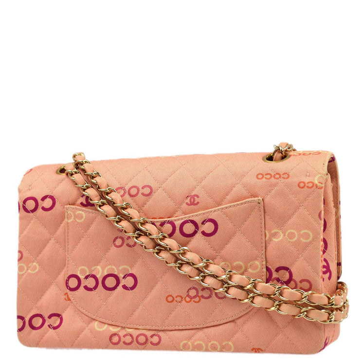 Chanel 2001-2003 Pink Coco Classic Double Flap Medium Shoulder Bag