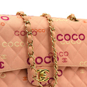 Chanel 2001-2003 Pink Coco Classic Double Flap Medium Shoulder Bag