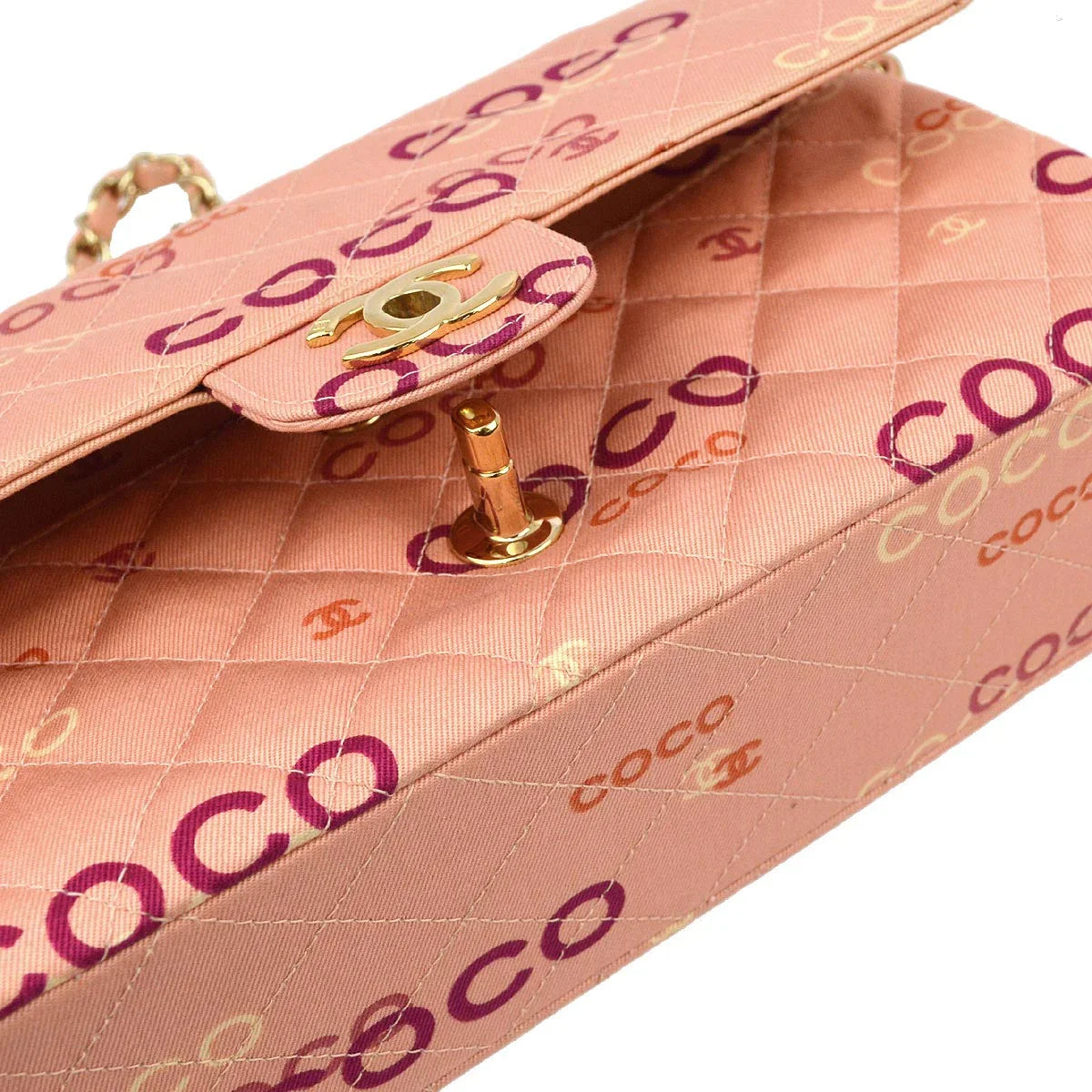 Chanel 2001-2003 Pink Coco Classic Double Flap Medium Shoulder Bag