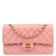 Chanel 2004-2005 Pink Caviar Medium Classic Double Flap Shoulder Bag