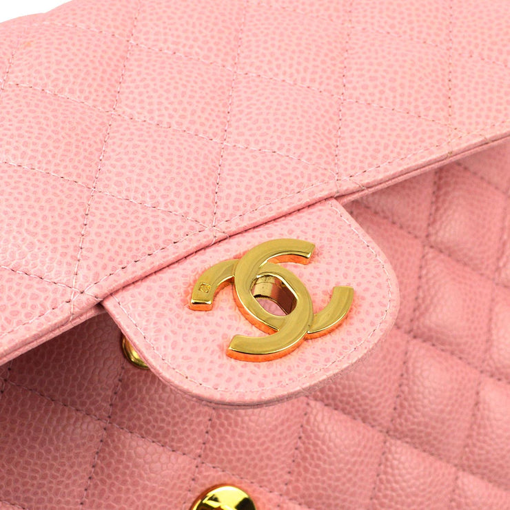 Chanel 2004-2005 Pink Caviar Medium Classic Double Flap Shoulder Bag