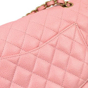 Chanel 2004-2005 Pink Caviar Medium Classic Double Flap Shoulder Bag