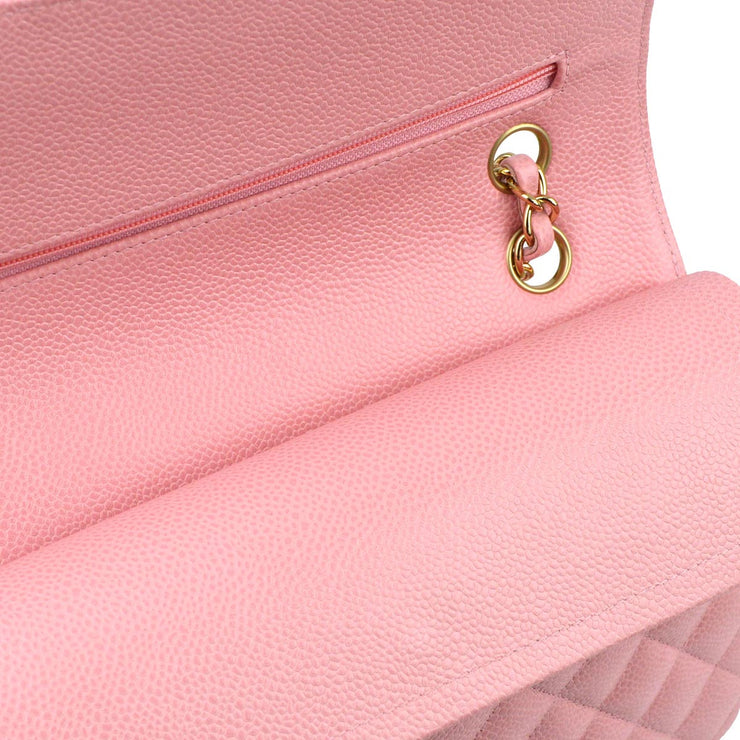 Chanel 2004-2005 Pink Caviar Medium Classic Double Flap Shoulder Bag