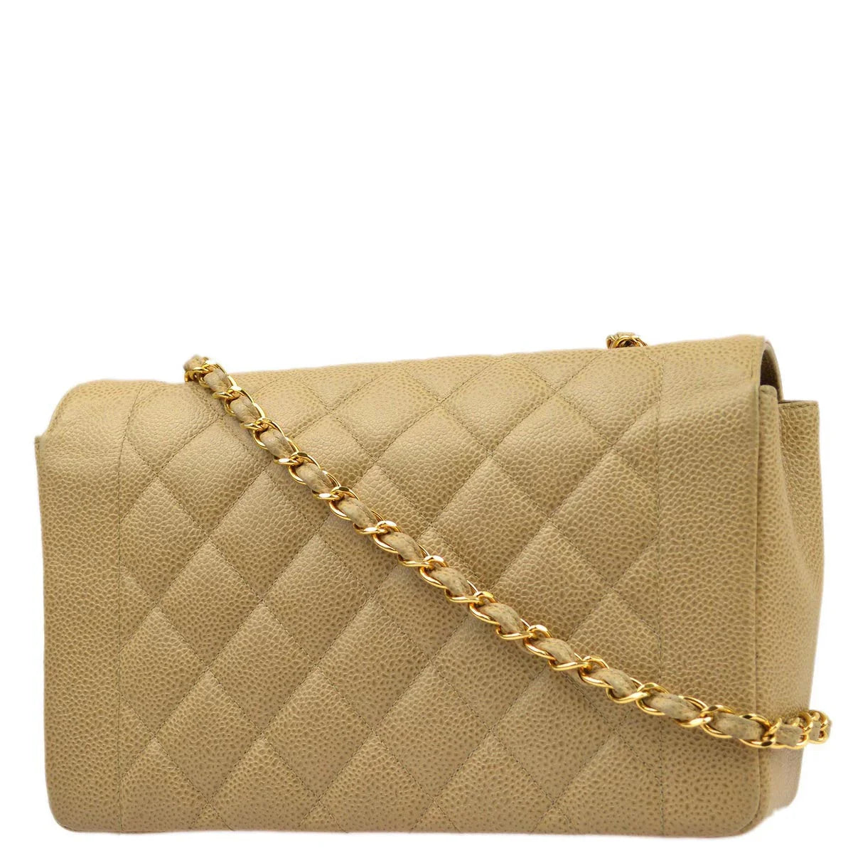 Chanel 1994-1996 Beige Caviar Medium Diana Shoulder Bag