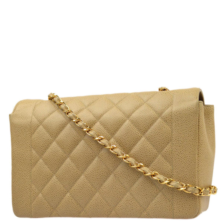 Chanel 1994-1996 Beige Caviar Medium Diana Shoulder Bag