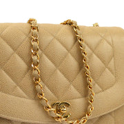 Chanel 1994-1996 Beige Caviar Medium Diana Shoulder Bag