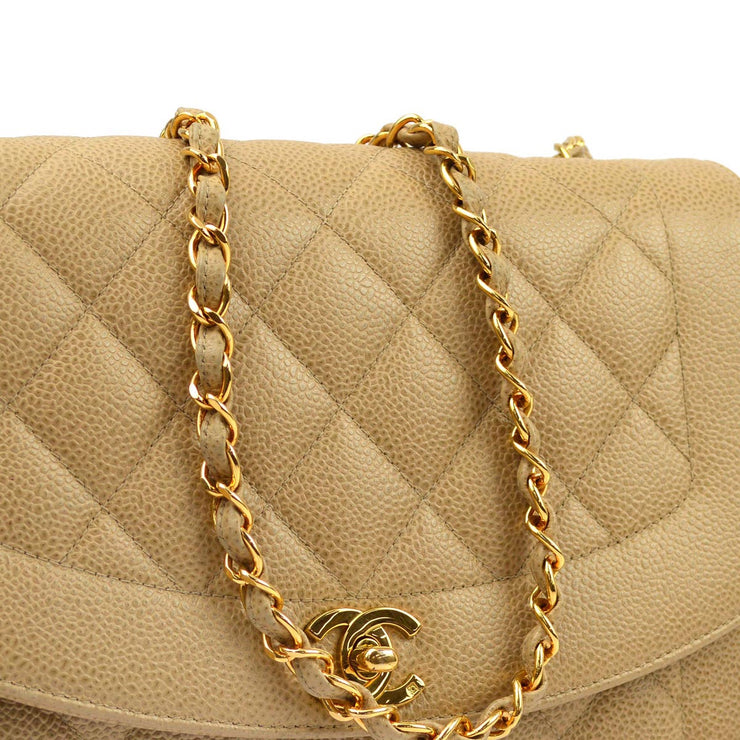 Chanel 1994-1996 Beige Caviar Medium Diana Shoulder Bag