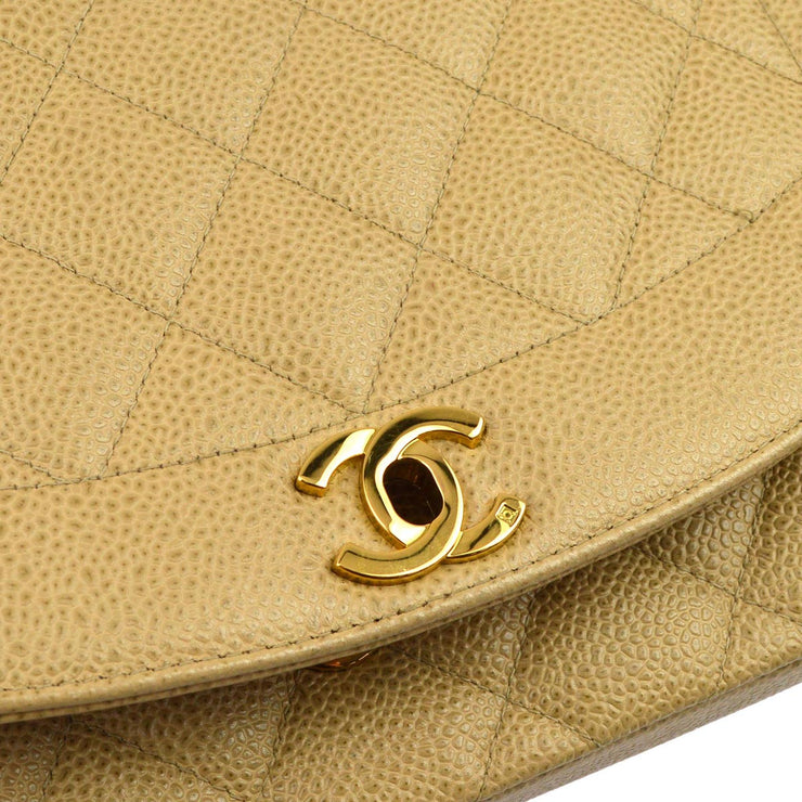 Chanel 1994-1996 Beige Caviar Medium Diana Shoulder Bag