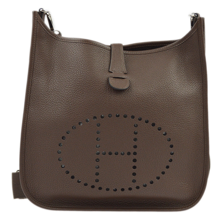 Hermes 2008 Cafe Taurillon Clemence Evelyne 3 GM Shoulder Bag