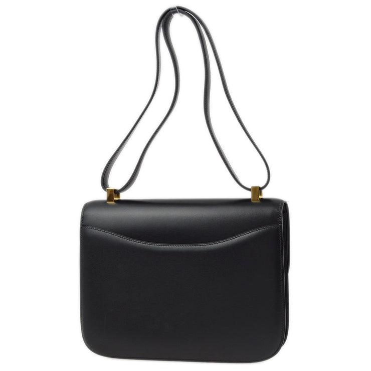 Hermes 2003 Black Box calf Constance 23 Guilloche Shoulder Bag