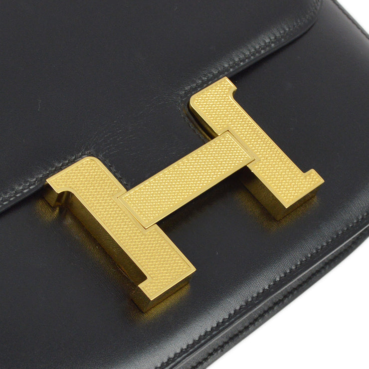 Hermes 2003 Black Box calf Constance 23 Guilloche Shoulder Bag