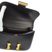 Hermes 2003 Black Box calf Constance 23 Guilloche Shoulder Bag