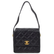 Chanel 1991-1994 Black Lambskin Straight Flap Handbag