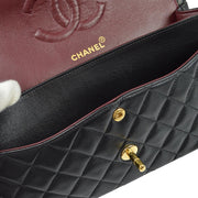 Chanel 1994-1996 Black Lambskin Medium Classic Double Flap Shoulder Bag