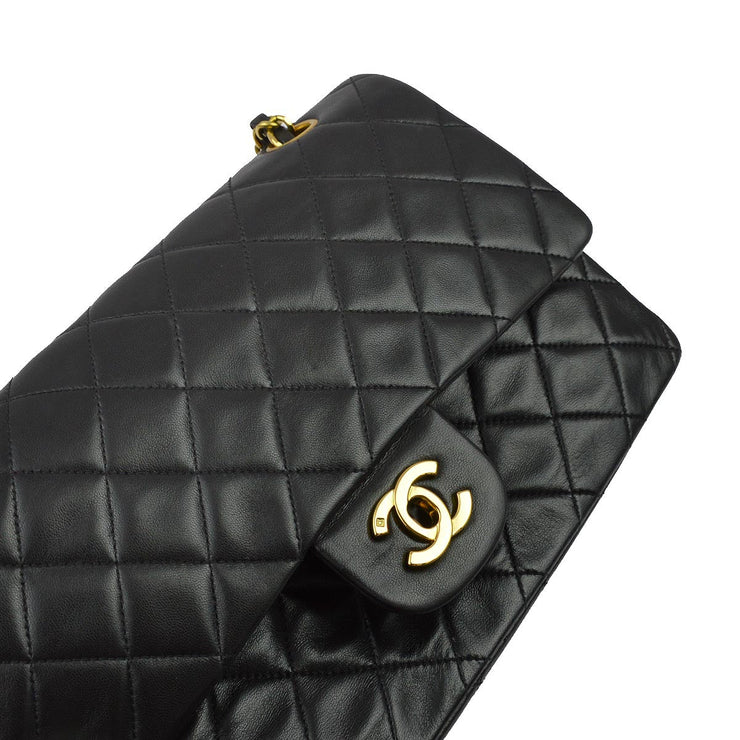 Chanel 1994-1996 Black Lambskin Medium Classic Double Flap Shoulder Bag