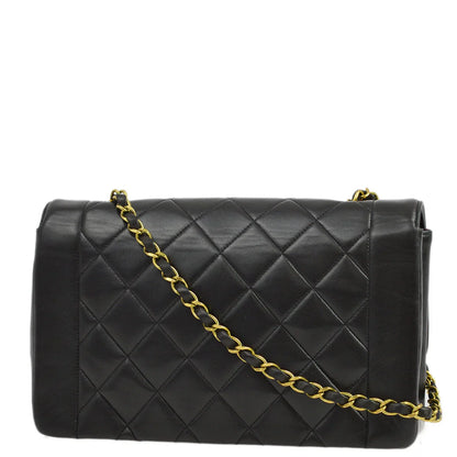 Chanel 1994-1996 Black Lambskin Medium Diana Shoulder Bag