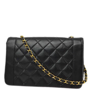 Chanel 1991-1994 Black Lambskin Medium Diana Shoulder Bag