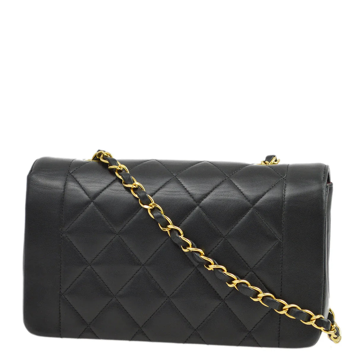 Chanel 1996-1997 Black Lambskin Small Diana Shoulder Bag