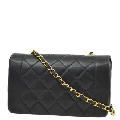 Chanel 1996-1997 Black Lambskin Small Diana Shoulder Bag
