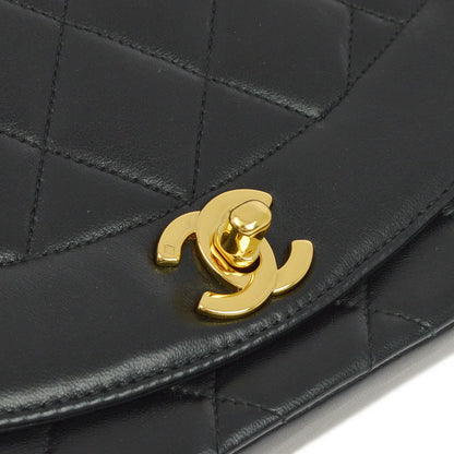 Chanel 1996-1997 Black Lambskin Small Diana Shoulder Bag
