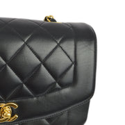 Chanel 1996-1997 Black Lambskin Small Diana Shoulder Bag