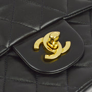 Chanel 1994-1996 Black Lambskin Medium Classic Double Flap Shoulder Bag